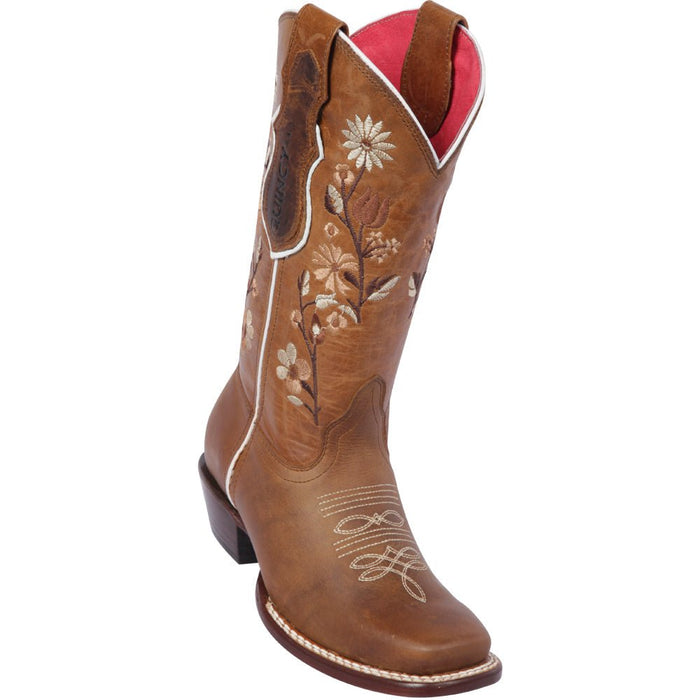 Botas de Cuero con Flores para Mujer en Horma Rodeo