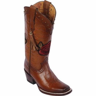 Botas Altas de Cuero con Flores para Mujer en Horma Rodeo 1   - from alligatorwarehouse.com