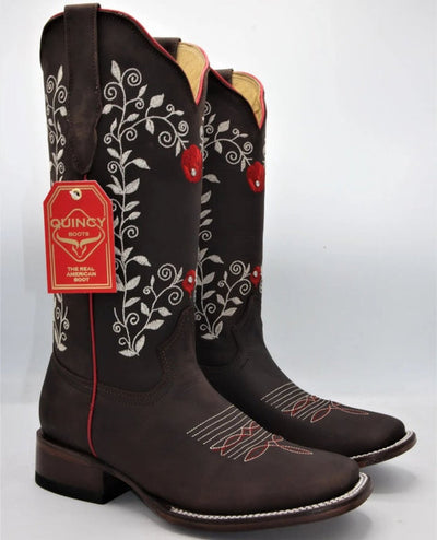 Botas Altas de Cuero con Flores para Mujer en Horma Rodeo 5   - from alligatorwarehouse.com