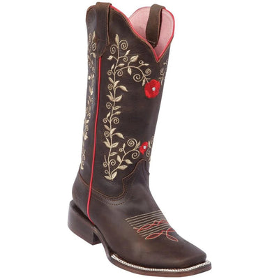 Botas Altas de Cuero con Flores para Mujer en Horma Rodeo 1   - from alligatorwarehouse.com