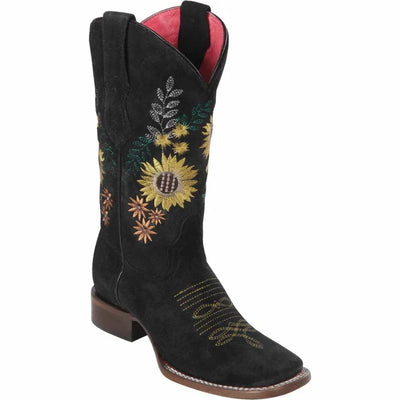 Botas Altas de Cuero con Flores para Mujer en Horma Rodeo 1   - from alligatorwarehouse.com