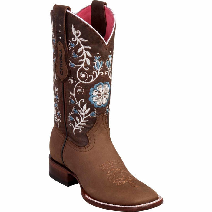 Botas Altas de Cuero con Flores para Mujer en Horma Rodeo