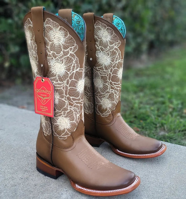 Botas de Cuero con Flores para Mujer en Horma Rodeo