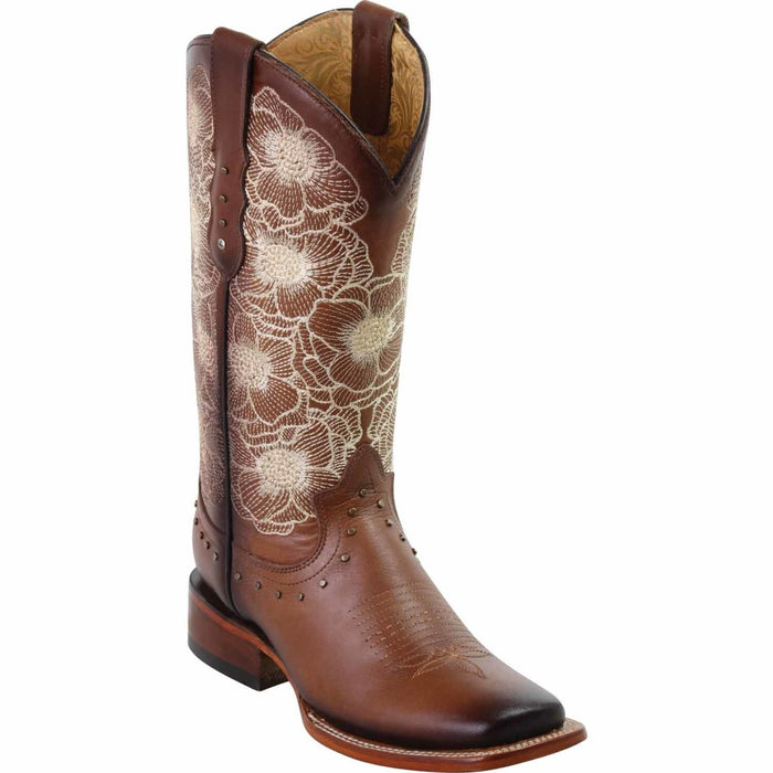 Botas de Cuero con Flores para Mujer en Horma Rodeo