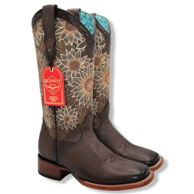 Botas Altas de Cuero con Flores para Mujer en Horma Rodeo 2   - from alligatorwarehouse.com