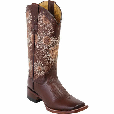 Botas Altas de Cuero con Flores para Mujer en Horma Rodeo 1   - from alligatorwarehouse.com