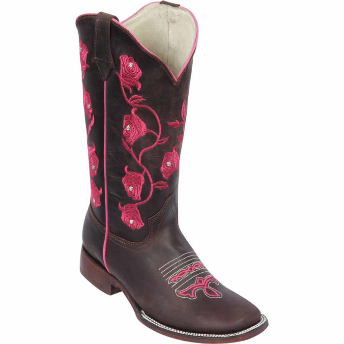Botas de Cuero con Flores para Mujer en Horma Rodeo