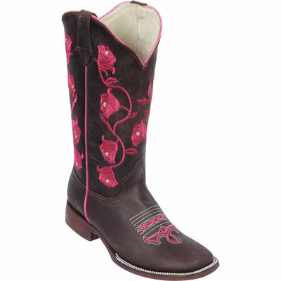 Botas de Cuero con Flores para Mujer en Horma Rodeo 1   - from alligatorwarehouse.com