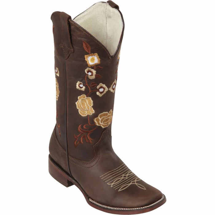 Botas Altas de Cuero con Flores para Mujer en Horma Rodeo