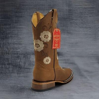 Botas Altas de Cuero con Flores para Mujer en Horma Rodeo 4   - from alligatorwarehouse.com