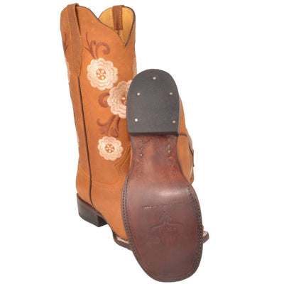 Botas Altas de Cuero con Flores para Mujer en Horma Rodeo 9   - from alligatorwarehouse.com