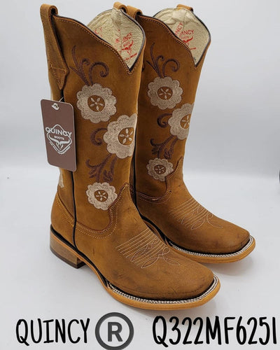 Botas Altas de Cuero con Flores para Mujer en Horma Rodeo 6   - from alligatorwarehouse.com