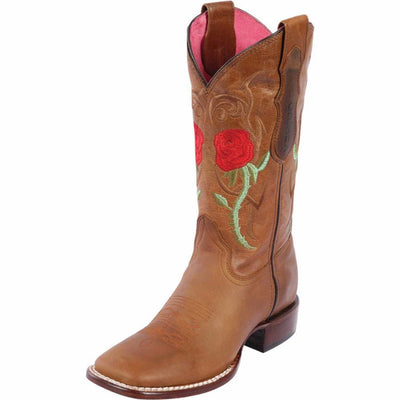 Botas Altas de Cuero con Flores para Mujer en Horma Rodeo 1   - from alligatorwarehouse.com