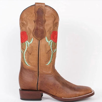 Botas Altas de Cuero con Flores para Mujer en Horma Rodeo 2   - from alligatorwarehouse.com