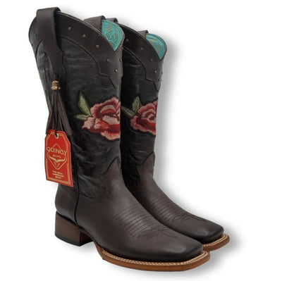 Botas Altas de Cuero con Flores para Mujer en Horma Rodeo 2   - from alligatorwarehouse.com