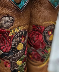 Botas Altas de Cuero con Flores para Mujer en Horma Rodeo