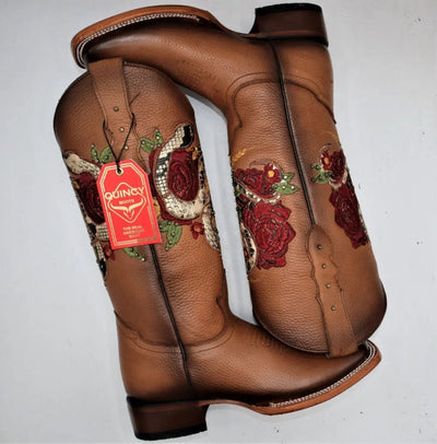 Botas Altas de Cuero con Flores para Mujer en Horma Rodeo 12   - from alligatorwarehouse.com