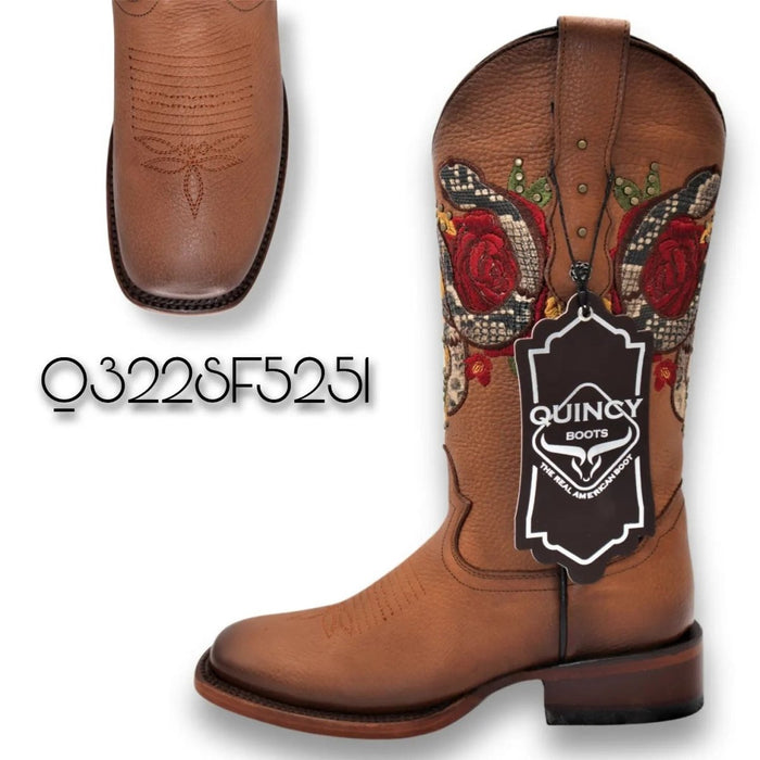 Botas Altas de Cuero con Flores para Mujer en Horma Rodeo