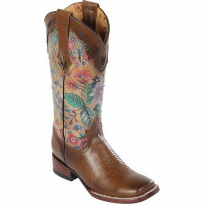 Botas Altas de Cuero con Flores para Mujer en Horma Rodeo 1   - from alligatorwarehouse.com