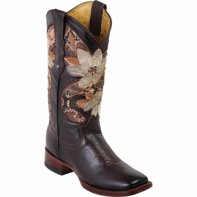 Botas Altas de Cuero con Flores para Mujer en Horma Rodeo 1   - from alligatorwarehouse.com