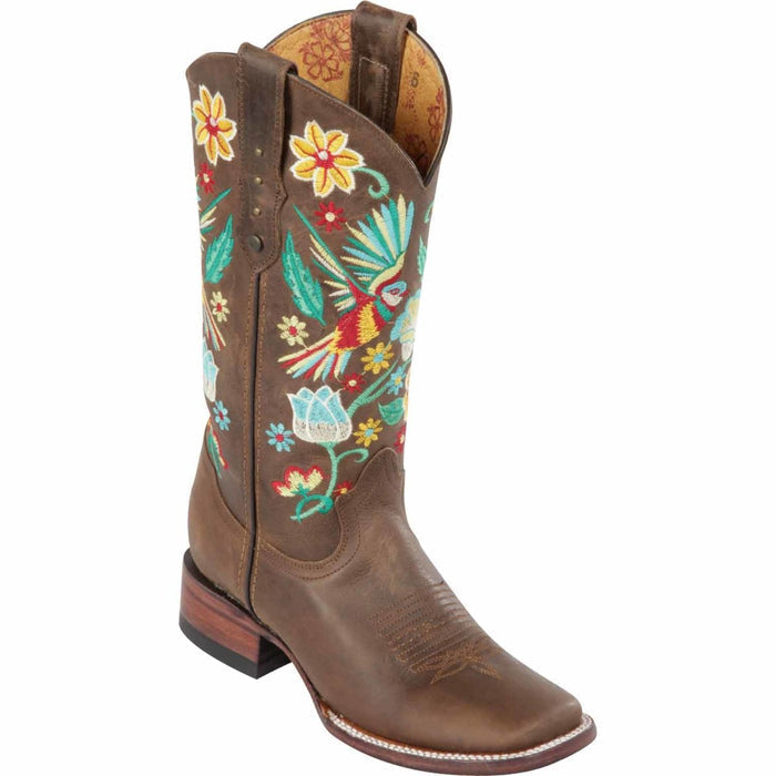 Botas Altas de Cuero con Flores para Mujer en Horma Rodeo
