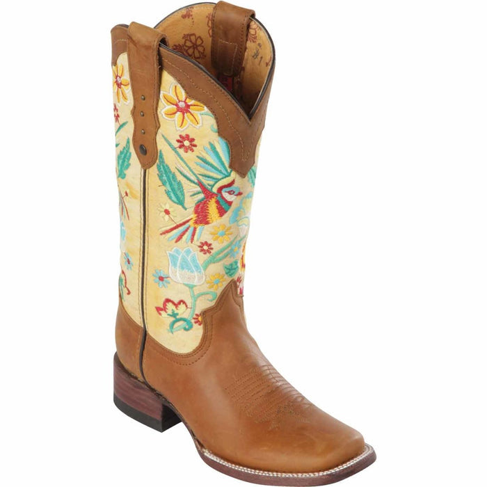 Botas Altas de Cuero con Flores para Mujer en Horma Rodeo