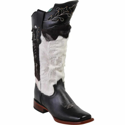 Botas Altas de Cuero con Pelo de Vaca para Mujer en Horma Rodeo 2   - from alligatorwarehouse.com