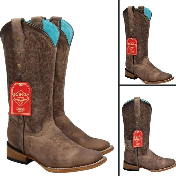 Botas de Cuero Crazy para Mujer en Horma Rodeo Cafe 6   - from alligatorwarehouse.com