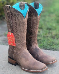 Botas de Cuero Crazy para Mujer en Horma Rodeo Cafe