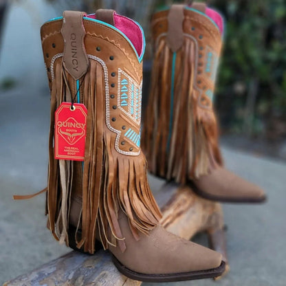 Botas de Cuero Crazy para Mujer en Punta Recortada