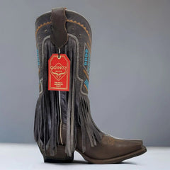 Botas Altas de Cuero Crazy para Mujer en Punta Recortada