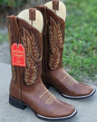 Botas Altas de Cuero Grasso para Mujer en Horma Rodeo Color Cafe
