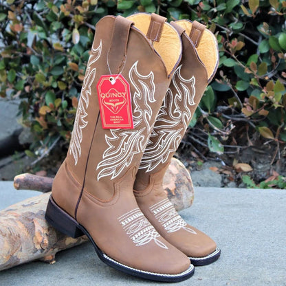 Botas Altas de Cuero Grasso para Mujer en Horma Rodeo Color Tan