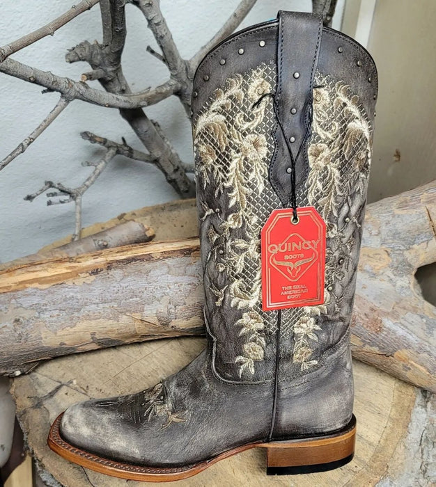 Botas de Cuero Lijado para Mujer en Horma Rodeo Color Choco