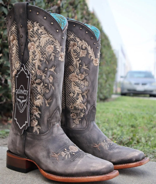 Botas de Cuero Lijado para Mujer en Horma Rodeo Color Choco 3   - from alligatorwarehouse.com