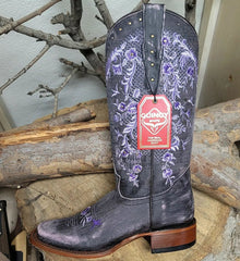 Botas de Cuero Lijado para Mujer en Horma Rodeo Color Morado