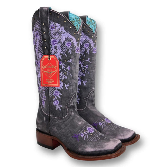 Botas de Cuero Lijado para Mujer en Horma Rodeo Color Morado