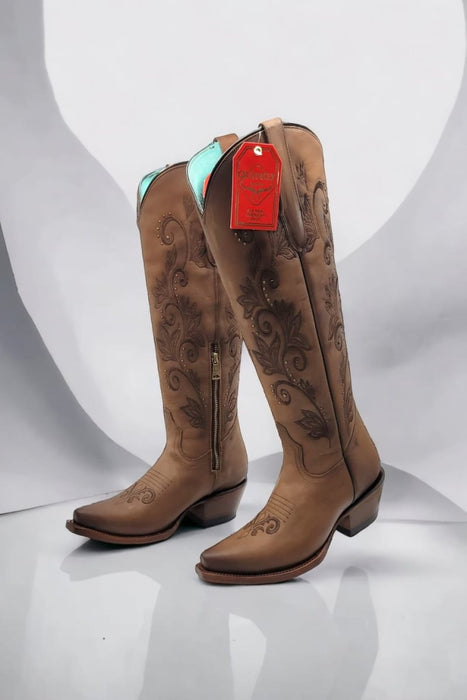 Botas Altas de Cuero Original para Mujer Color Miel 2   - from alligatorwarehouse.com