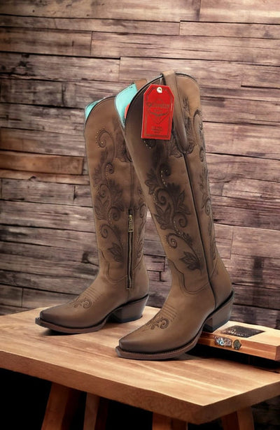 Botas Altas de Cuero Original para Mujer Color Miel 1   - from alligatorwarehouse.com