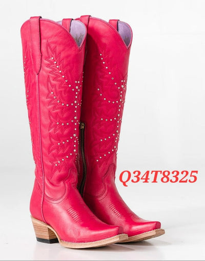 Botas Altas de Cuero Original para Mujer Color Rojo 1   - from alligatorwarehouse.com