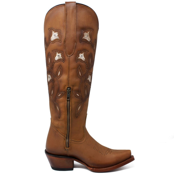 Botas Altas de Cuero Original para Mujer Color Tan 3   - from alligatorwarehouse.com