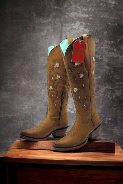 Botas Altas de Cuero Original para Mujer Color Tan 6   - from alligatorwarehouse.com