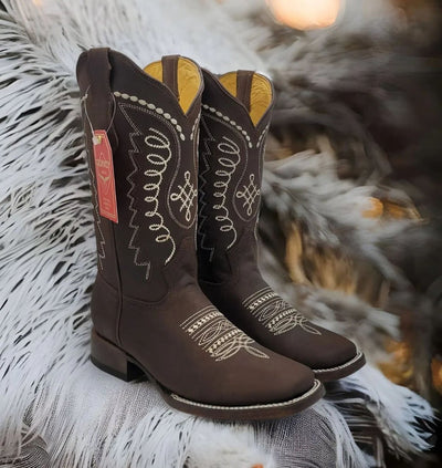 Botas Altas de Cuero Original para Mujer en Horma Rodeo Chocolate 5   - from alligatorwarehouse.com