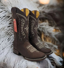 Botas Altas de Cuero Original para Mujer en Horma Rodeo Chocolate