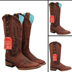 Botas Altas de Cuero Original para Mujer en Horma Rodeo Color Shedron