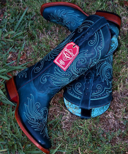 Botas de Cuero Volcano para Mujer en Horma Rodeo Color Turquesa