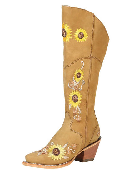 Botas Altas de Cuero Original para Mujer Color Rosa