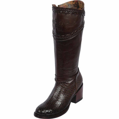 Botas Altas de Piton Grabado para Mujer en Punta Oval 1   - from alligatorwarehouse.com