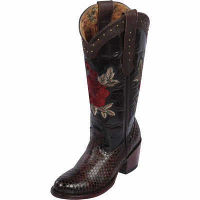 Botas de Piton Grabado para Mujer en Punta Oval 1   - from alligatorwarehouse.com