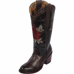 Botas de Piton Grabado para Mujer en Punta Oval